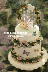 bunny and bear wedding cake topper,rabbit and bear cake topper