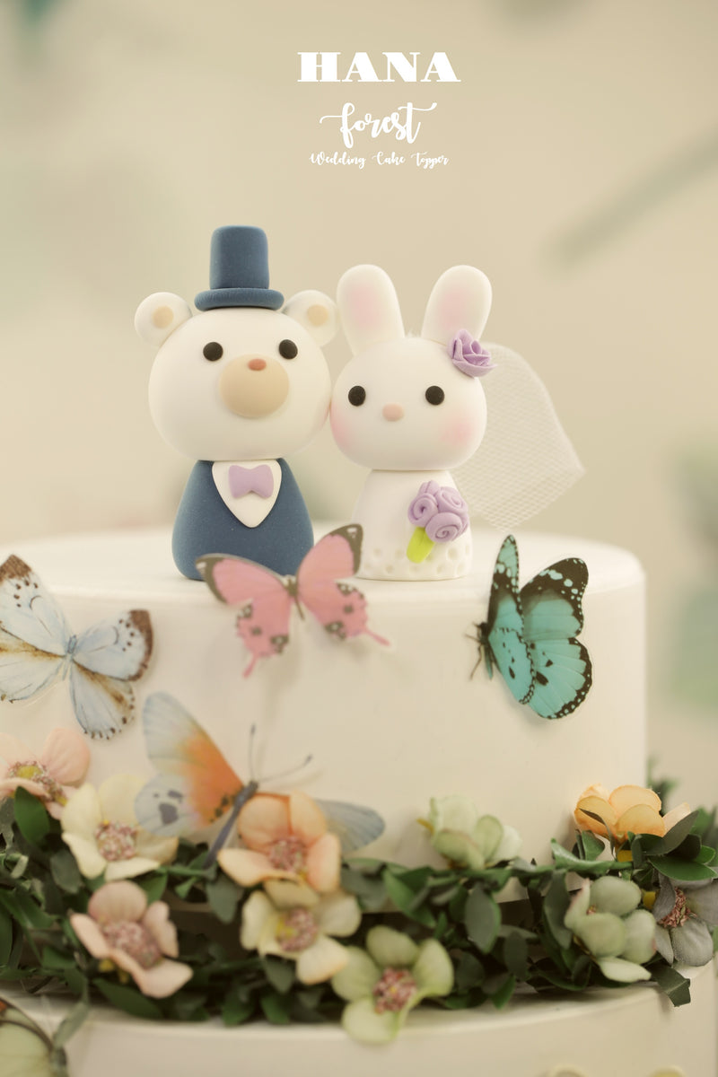 bunny and bear wedding cake topper