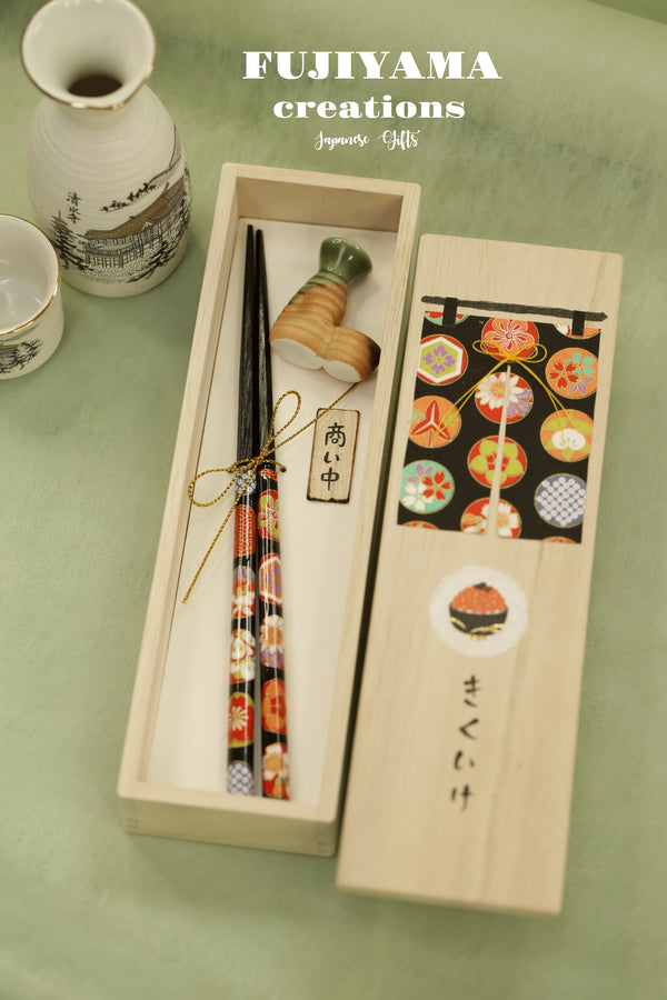 Handmade Japanese Chopsticks set with wooden box,D238