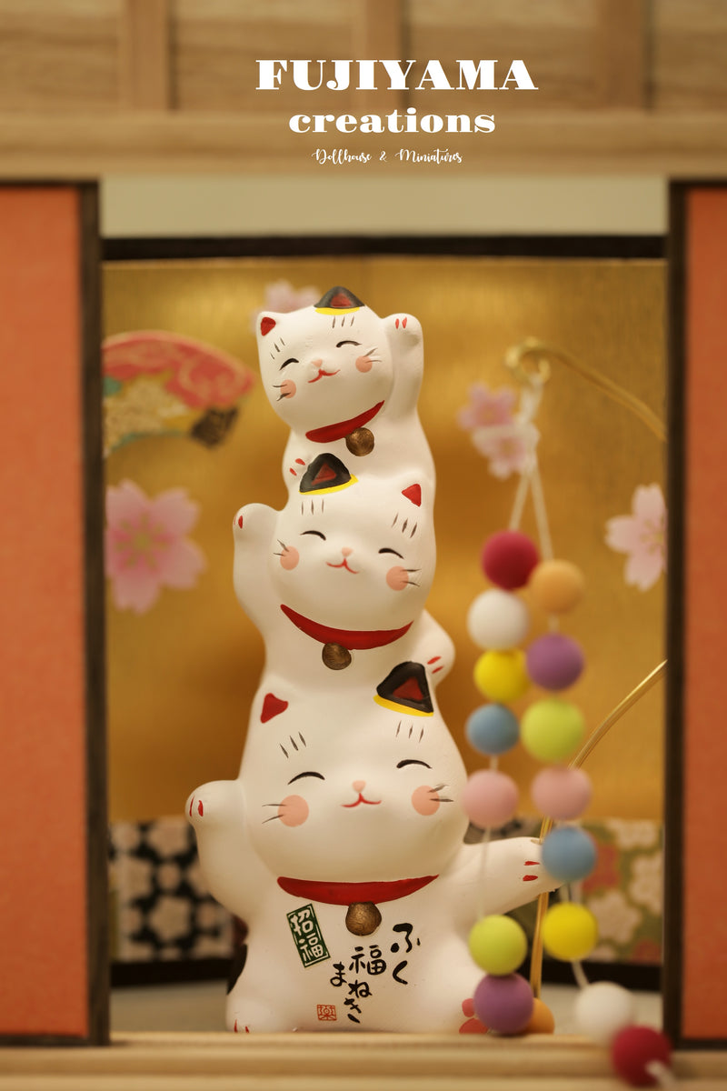 Handmade Japanese Kawaii Lucky Cat dollhouse,Maneki Neko,D146