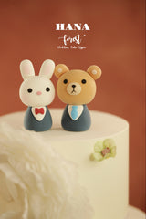 bunny and bear wedding cake topper