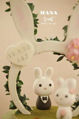 bunny and rabbit wedding cake topper