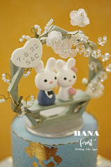 bunny and rabbit wedding cake topper