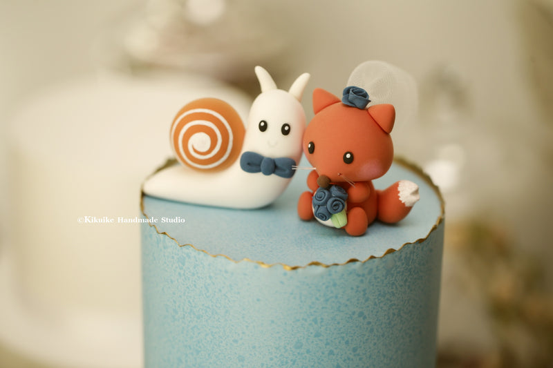 fox and snail wedding cake topper