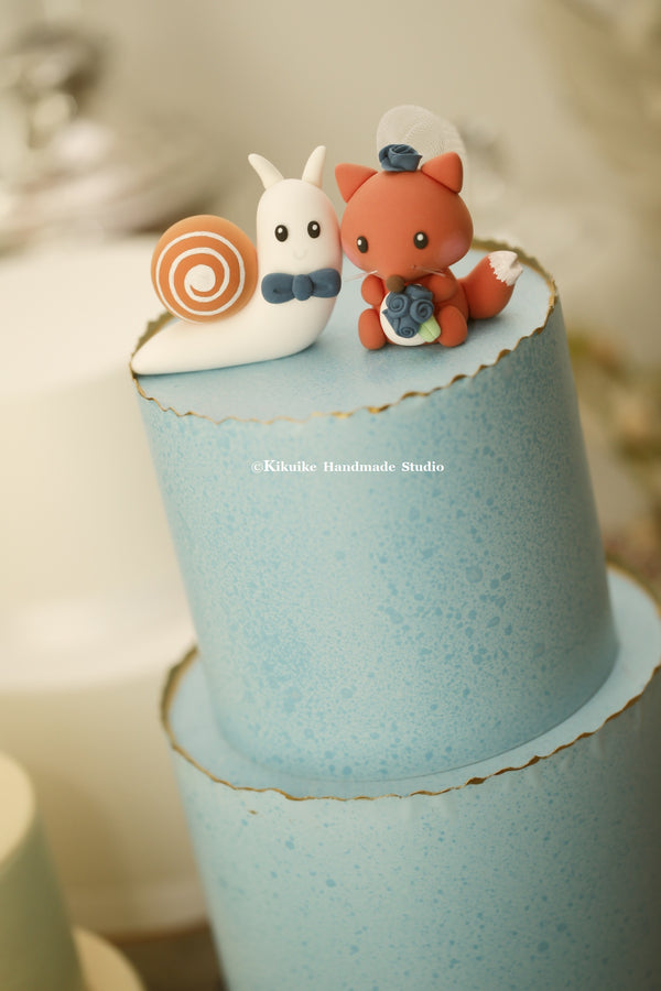 fox and snail wedding cake topper
