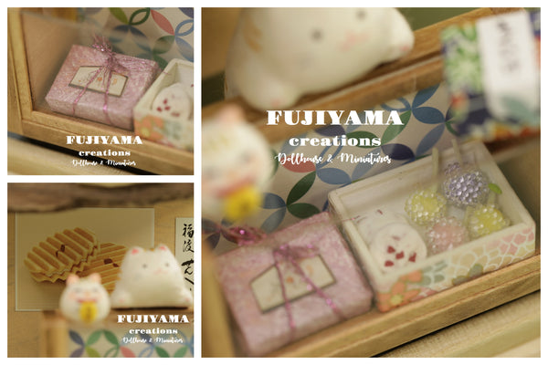 Japanese Wagashi dollhouse,Maneki Neko dollhouse and miniatures,D167