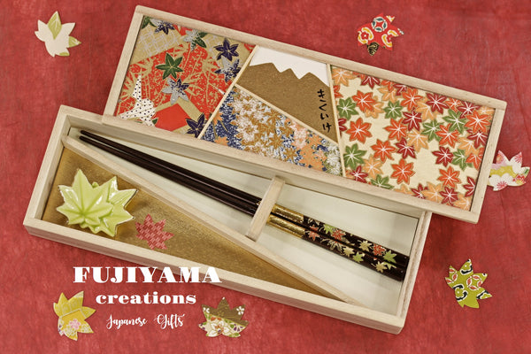 Handmade Japanese Chopsticks set with wooden box C203