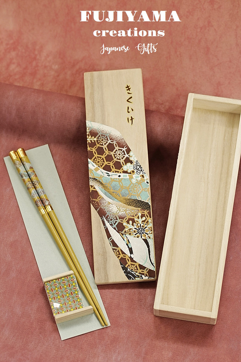 Handmade Japanese Chopsticks set with wooden box,C236