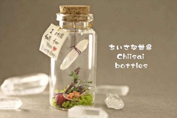 Clear quartz crystal,Raw Crystals Gemstone message in bottle