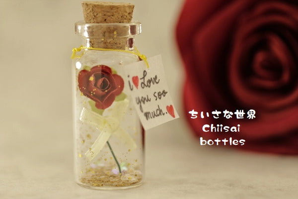 Rose flower message in bottle