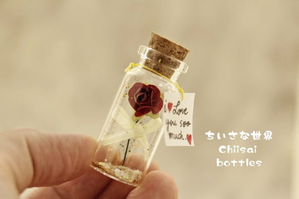Rose flower message in bottle