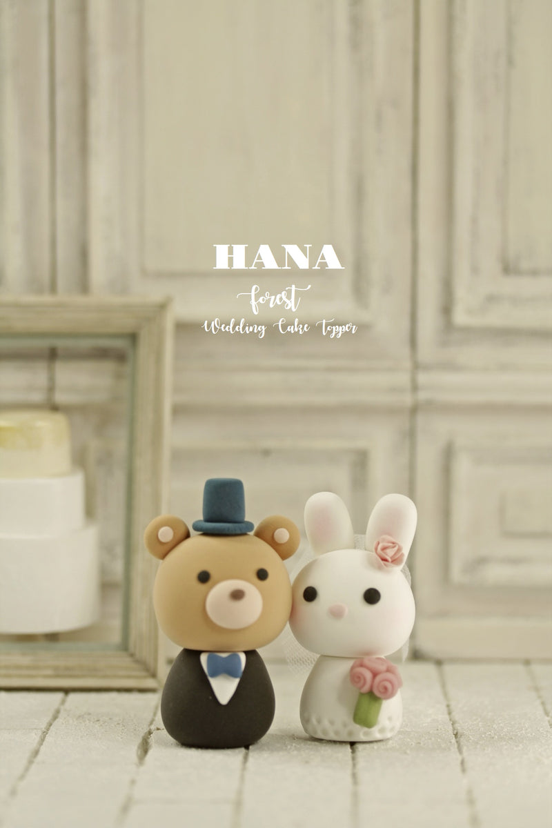 bunny and bear wedding cake topper