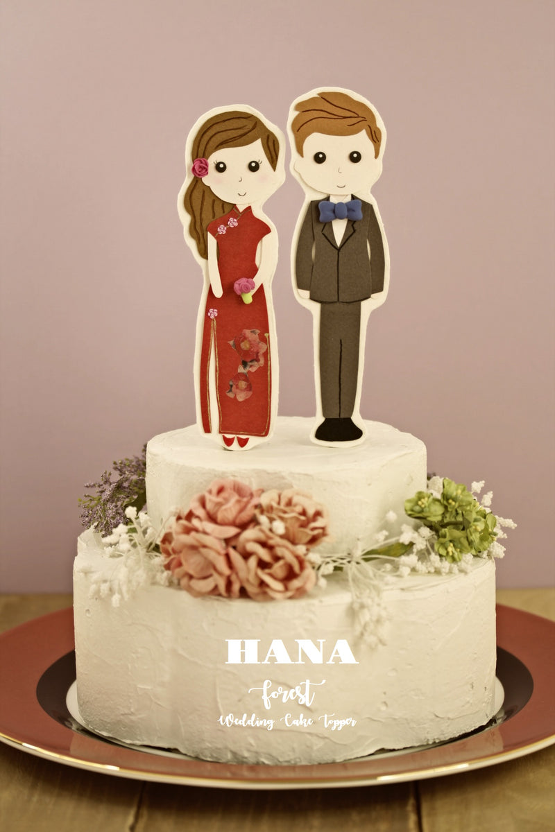Chinese Wedding cake topper,Custom bride and groom cake topper,Personalized Wedding Portrait