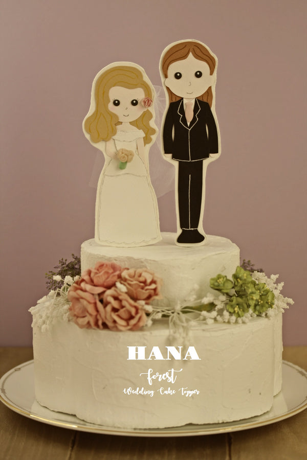 Custom bride and groom cake topper,Personalized Wedding Portrait