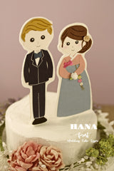 Korean Wedding cake topper,Custom bride and groom cake topper,Personalized Wedding Portrait