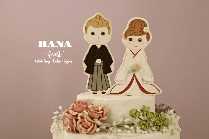 Japanese Wedding cake topper,Custom bride and groom cake topper,Personalized Wedding Portrait