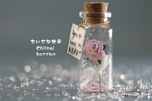 Rose flower message in bottle