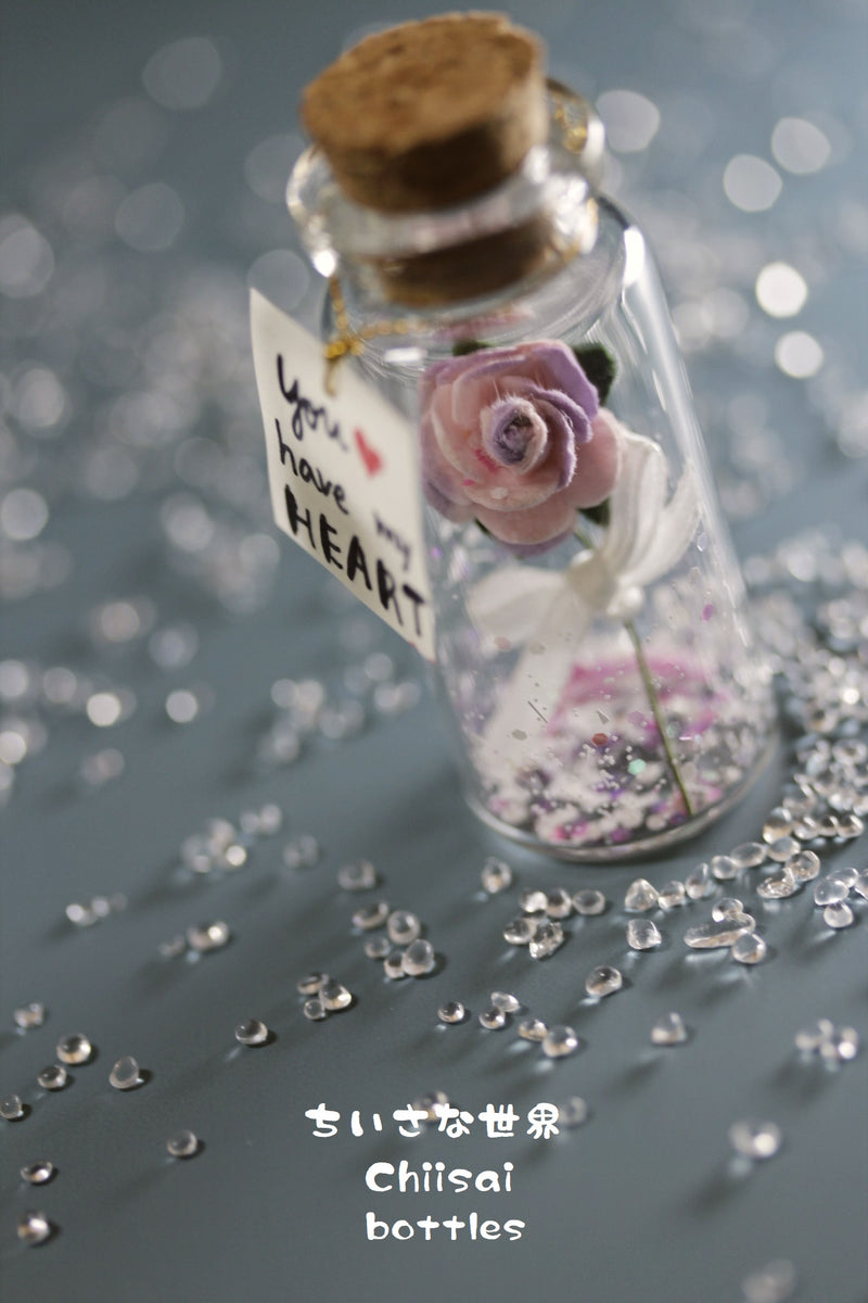 Rose flower message in bottle