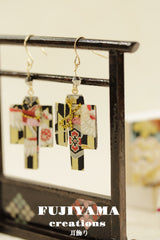 Japanese chiyogami kimono  earrings A129