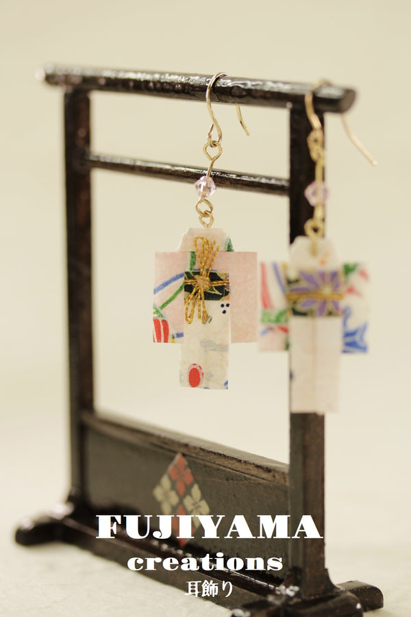 Japanese chiyogami kimono  earrings A130