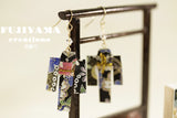 Japanese chiyogami kimono  earrings A135