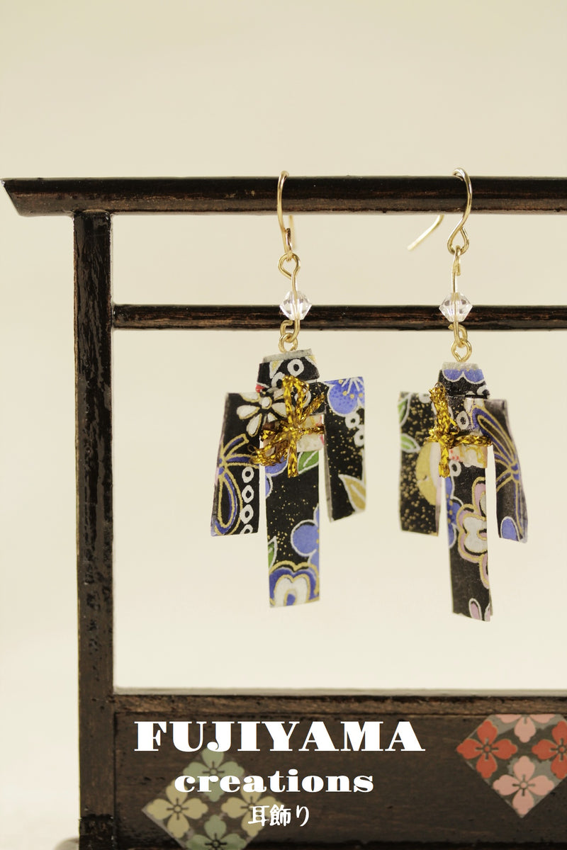Japanese chiyogami kimono  earrings A135