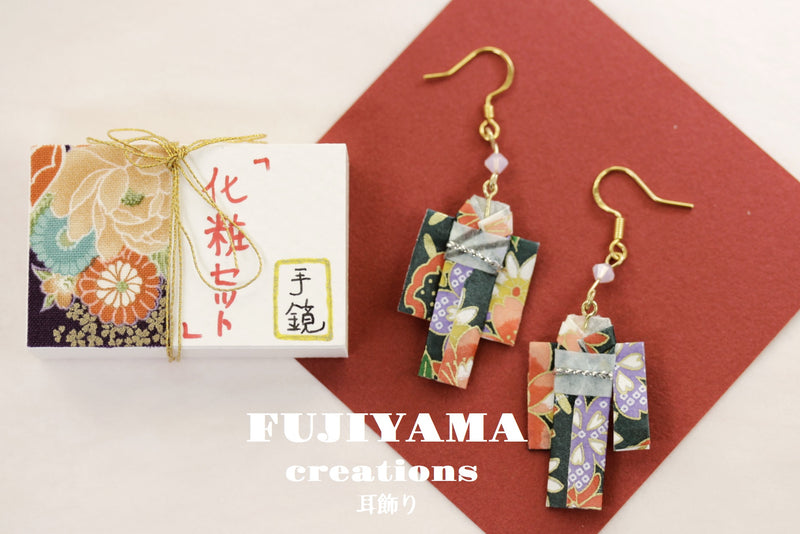 Japanese chiyogami kimono  earrings A127