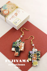 Japanese chiyogami kimono  earrings A127