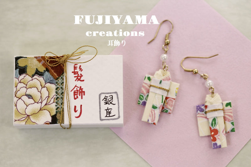 Japanese chiyogami kimono earrings A122
