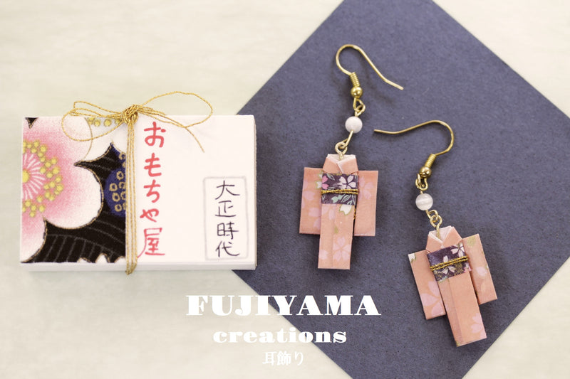 Japanese chiyogami kimono  earrings A125