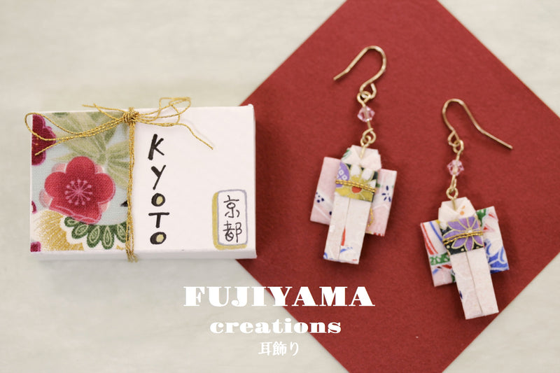 Japanese chiyogami kimono  earrings A130