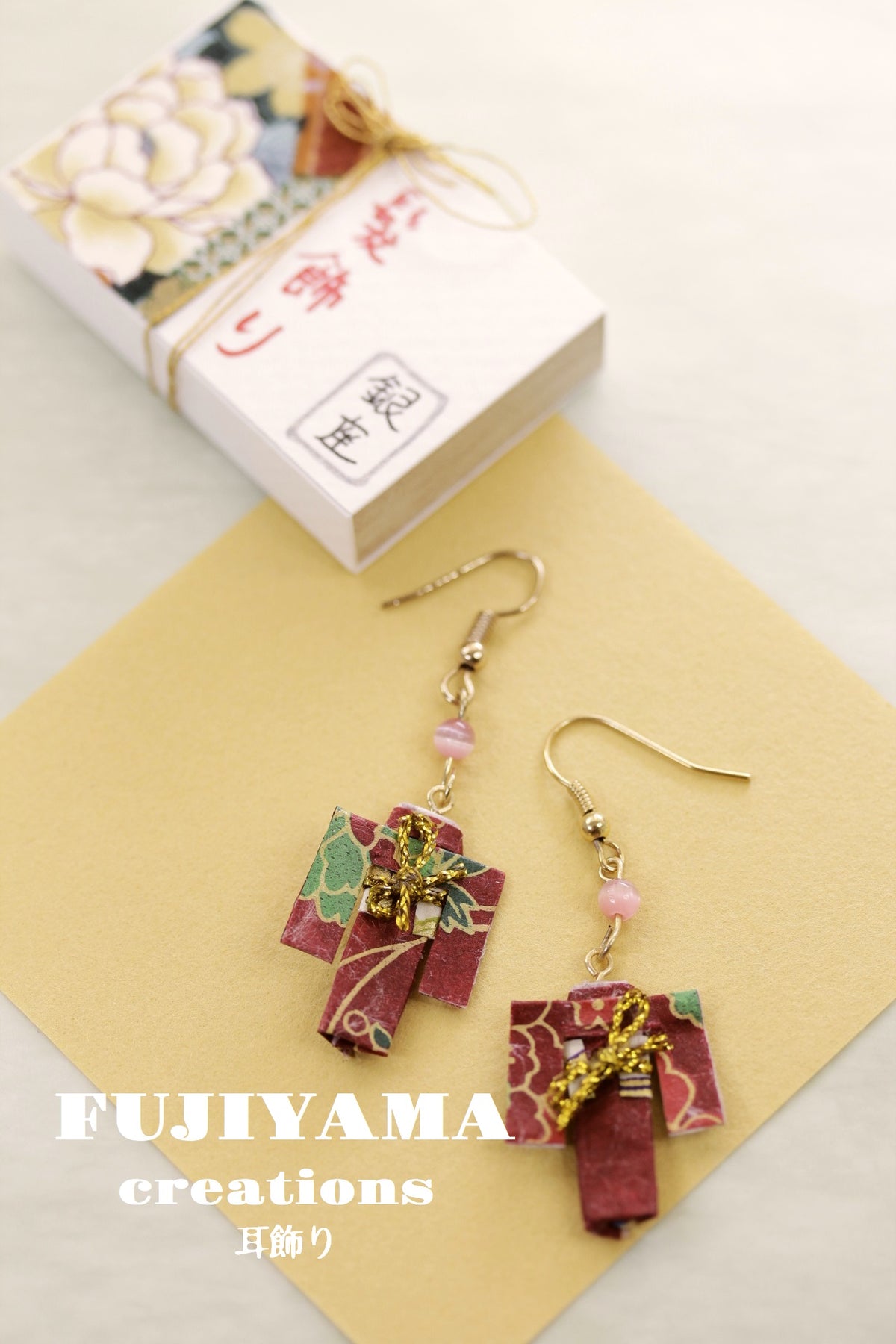 Japanese chiyogami kimono earrings A123 – Kikuike Studio