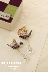 Japanese chiyogami crane earrings A114