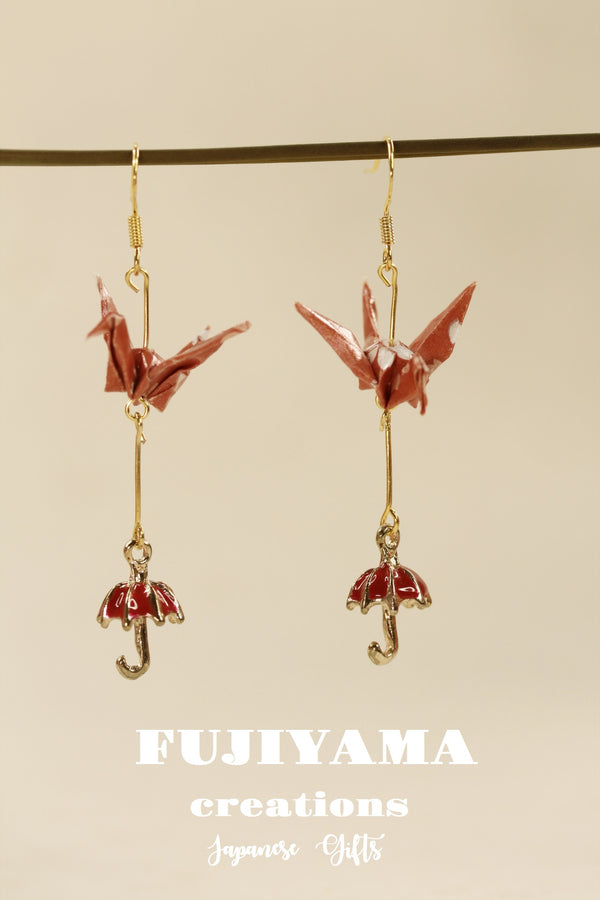 Japanese chiyogami crane earrings A143