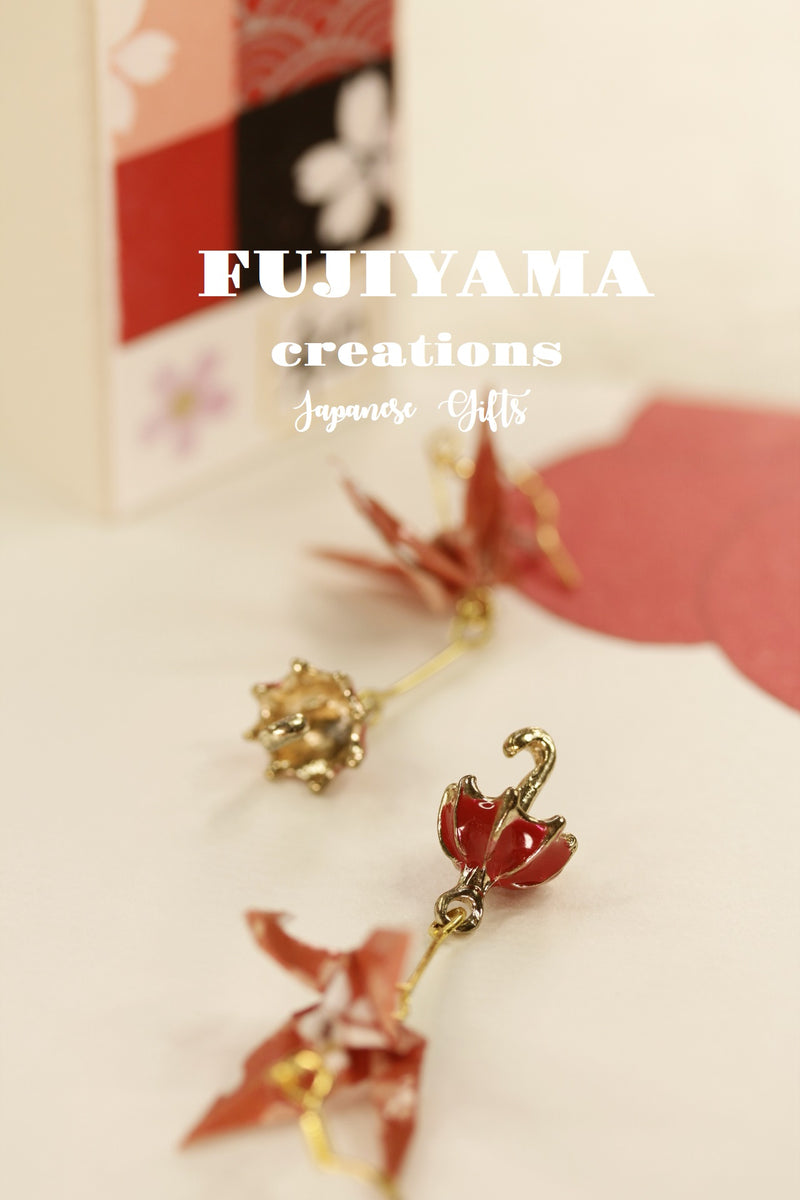 Japanese chiyogami crane earrings A143
