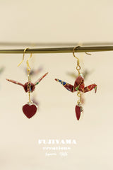 Japanese chiyogami crane earrings A150