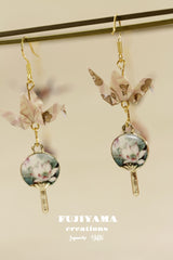 Japanese chiyogami crane earrings A149