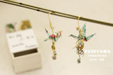 Japanese chiyogami crane earrings A138