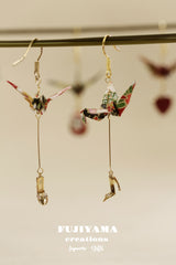Japanese chiyogami crane earrings A141