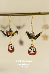 Japanese chiyogami crane earrings A137