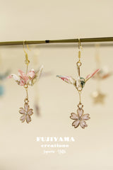 Japanese chiyogami crane earrings A145