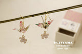 Japanese chiyogami crane earrings A145