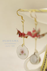 Japanese chiyogami crane earrings A112