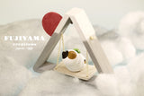 Handmade Japanese Kawaii Cat,neko with handmade Fuji Mount swing