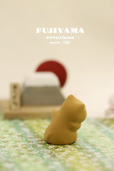 Handmade Japanese Shiba inu dog, with handmade Fuji Mount stand
