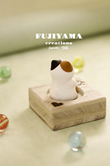Handmade Japanese Kawaii Cat,neko with handmade wooden stand