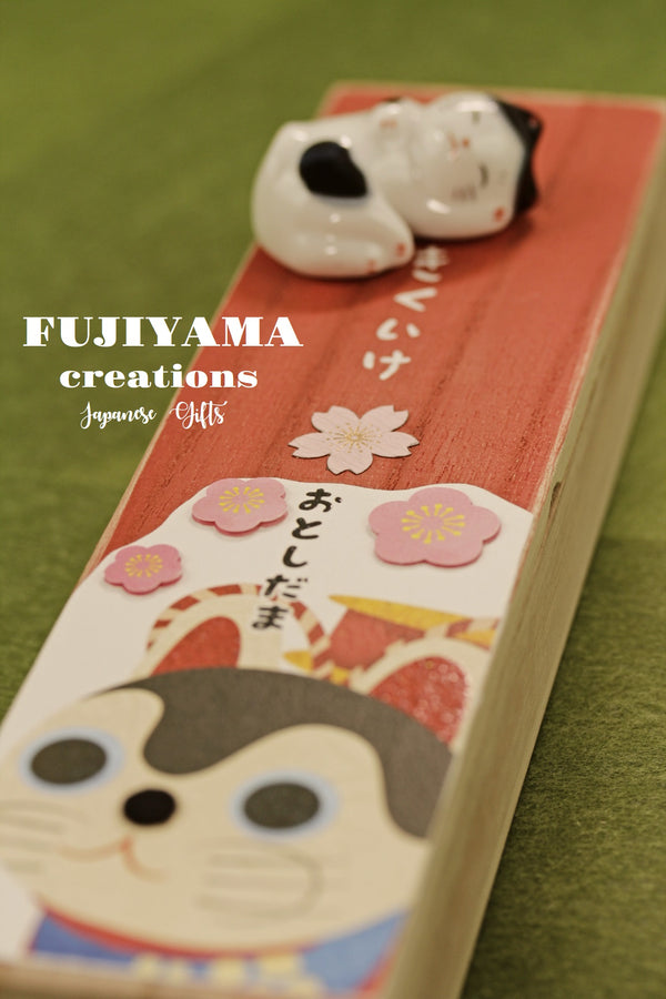Handmade Japanese lucky cat Chopsticks set with wooden box C211