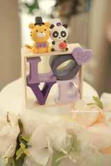 tiger and panda wedding cake topper