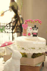 panda and bunny wedding cake topper