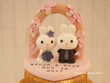 bunny and rabbit wedding cake topper